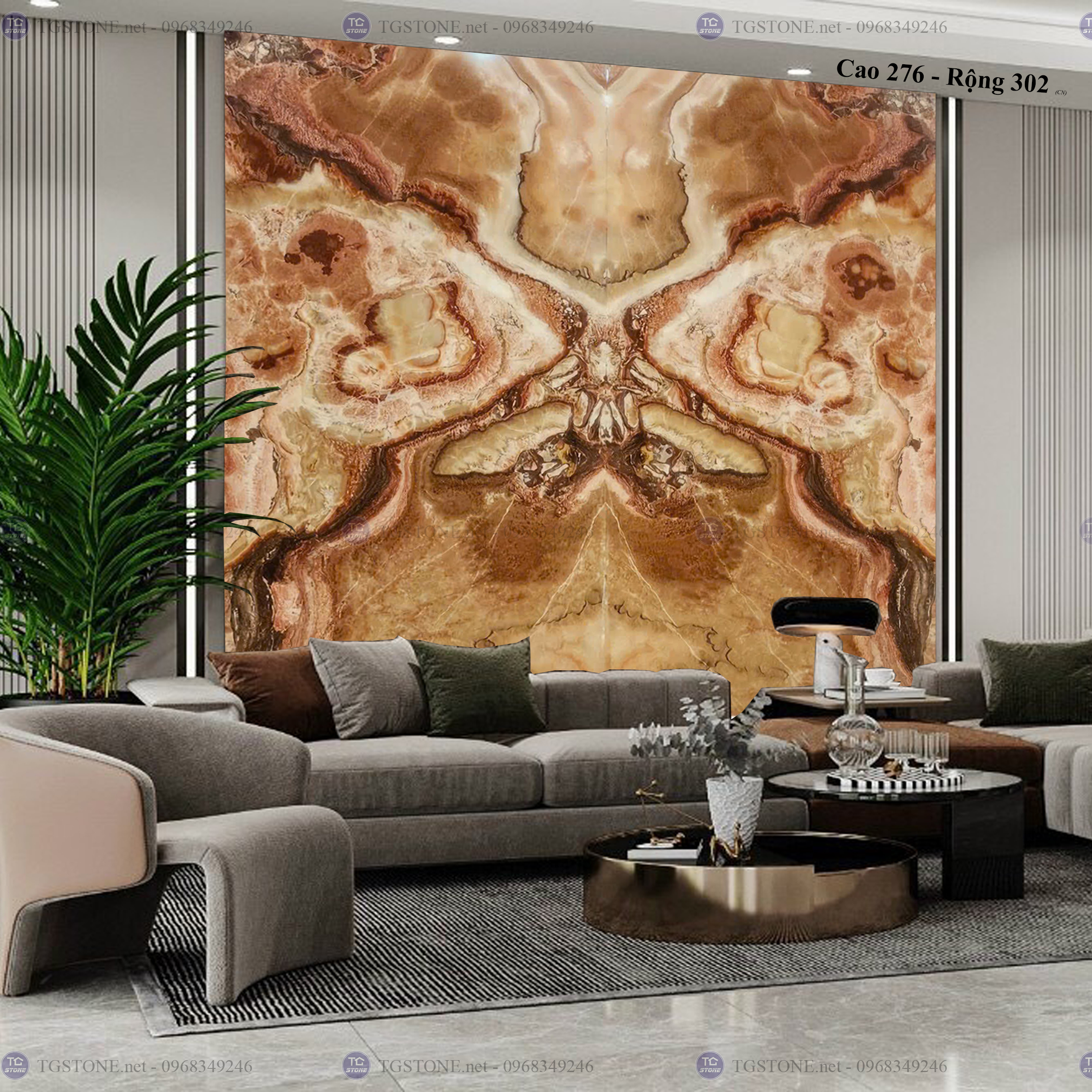 Tranh Đá Đối Xứng Tự Nhiên Xuyên Sáng Onyx 184