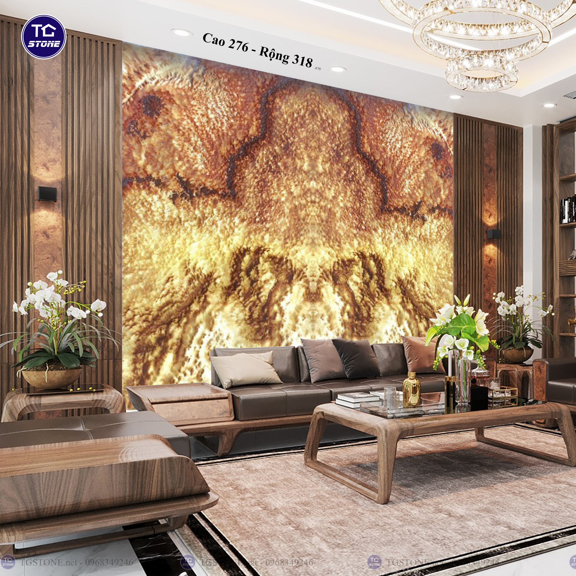 Tranh Đá Đối Xứng Tự Nhiên Xuyên Sáng Onyx 199