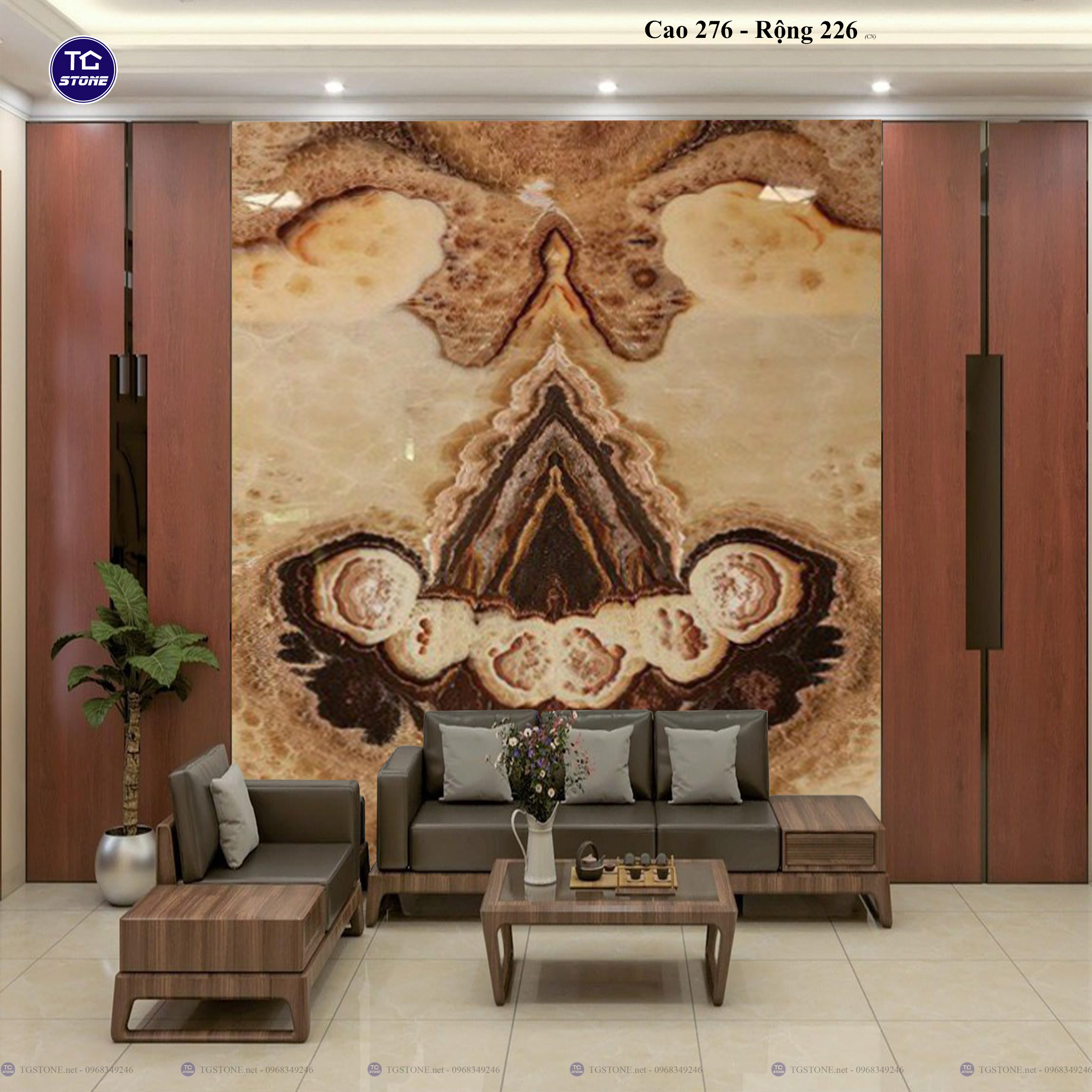 Tranh Đá Đối Xứng Tự Nhiên Xuyên Sáng Onyx 216