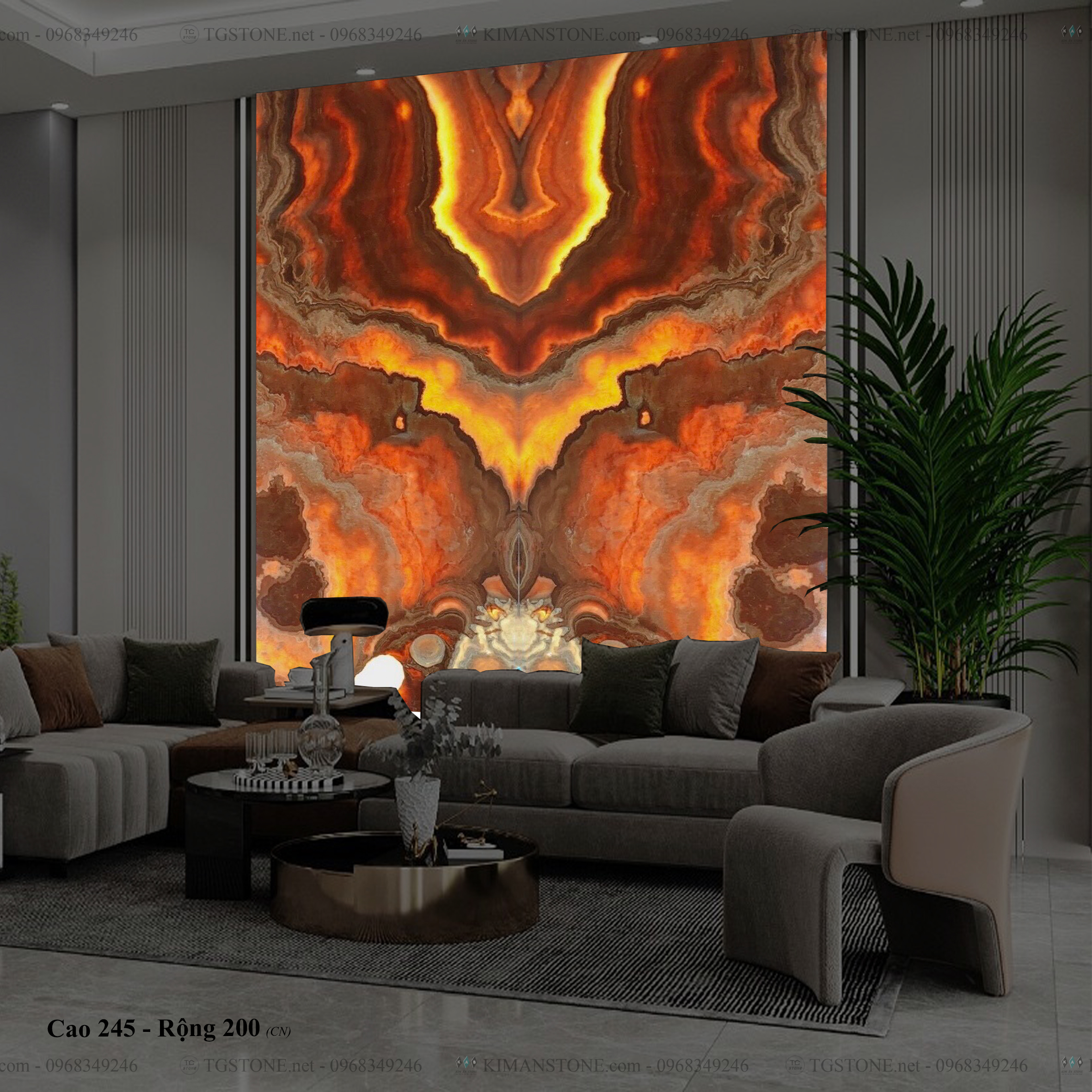 Tranh Đá Đối Xứng Tự Nhiên Xuyên Sáng Onyx 23