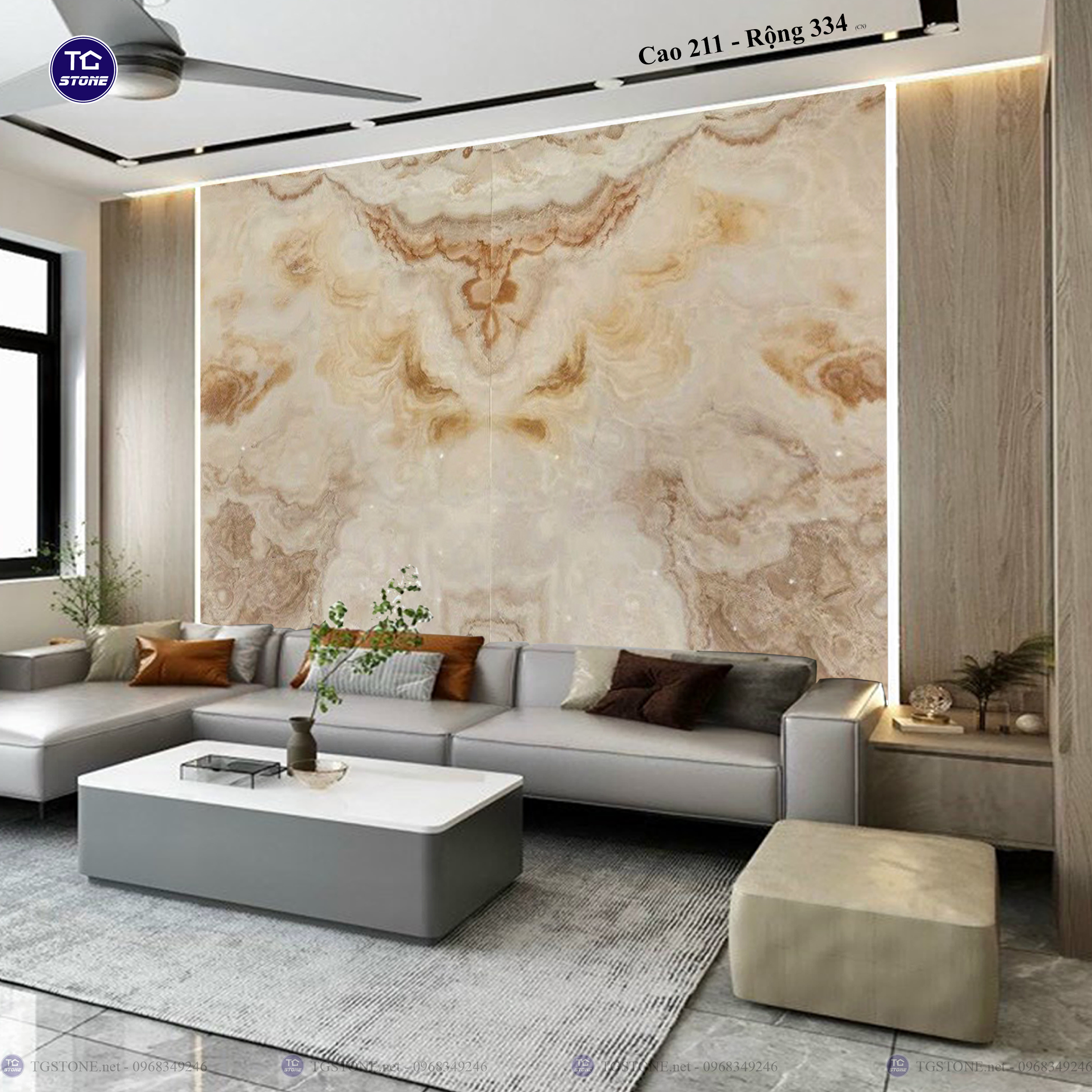 Tranh Đá Đối Xứng Tự Nhiên Xuyên Sáng Onyx 269