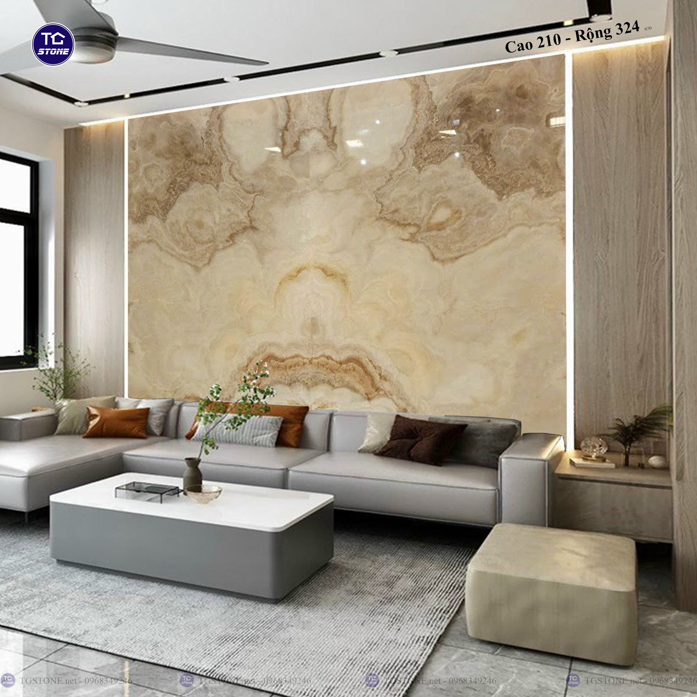 Tranh Đá Đối Xứng Tự Nhiên Xuyên Sáng Onyx 272