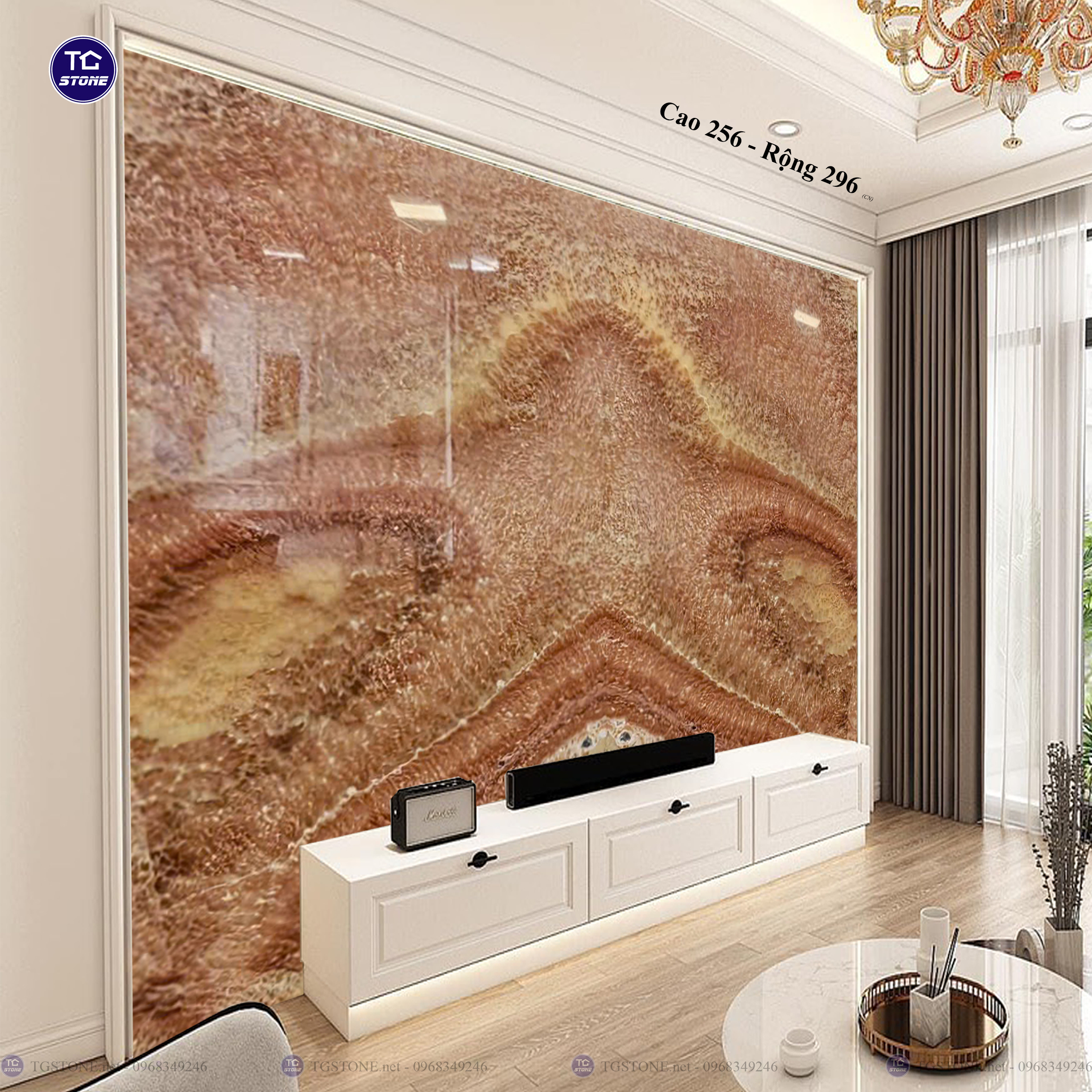 Tranh Đá Đối Xứng Tự Nhiên Xuyên Sáng Onyx 276