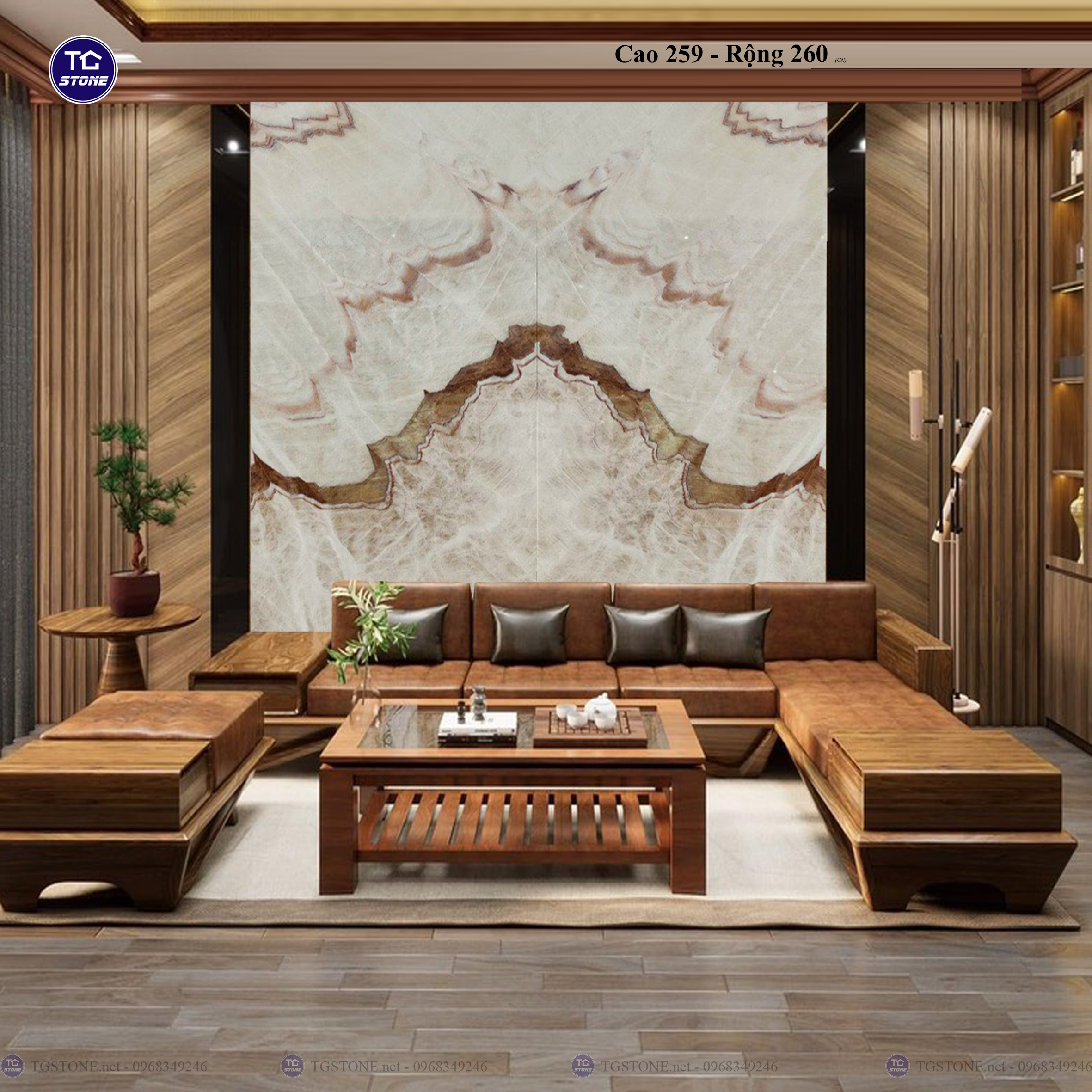 Tranh Đá Đối Xứng Tự Nhiên Xuyên Sáng Onyx 292