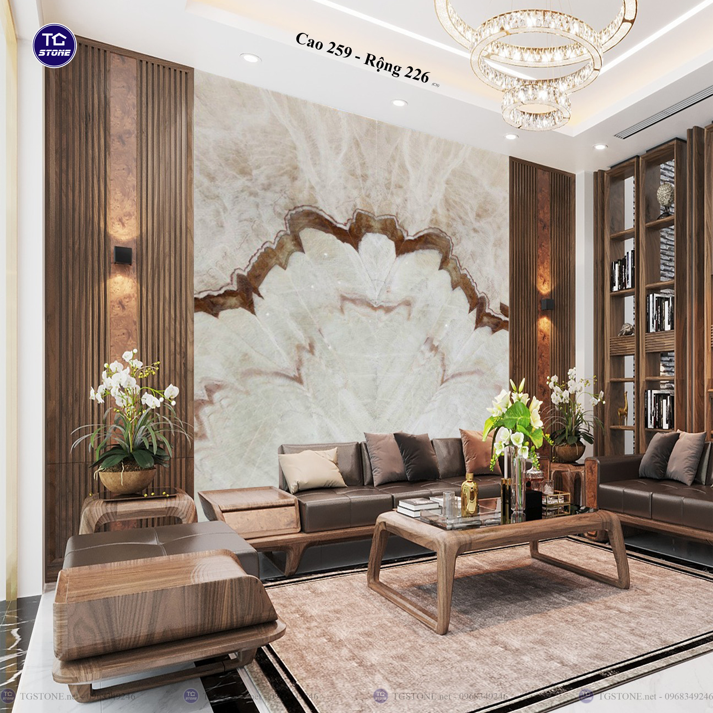 Tranh Đá Đối Xứng Tự Nhiên Xuyên Sáng Onyx 294