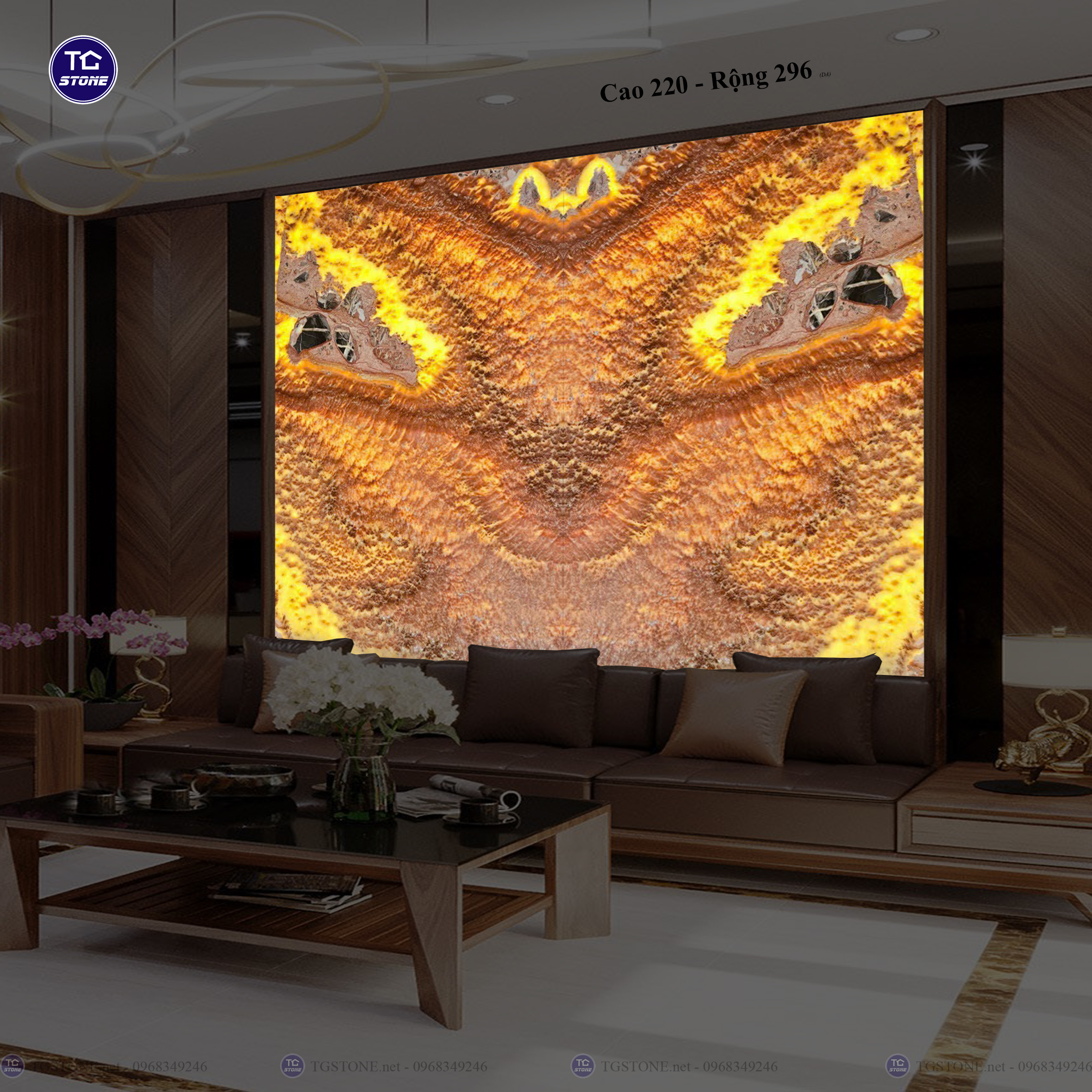 Tranh Đá Đối Xứng Tự Nhiên Xuyên Sáng Onyx 319