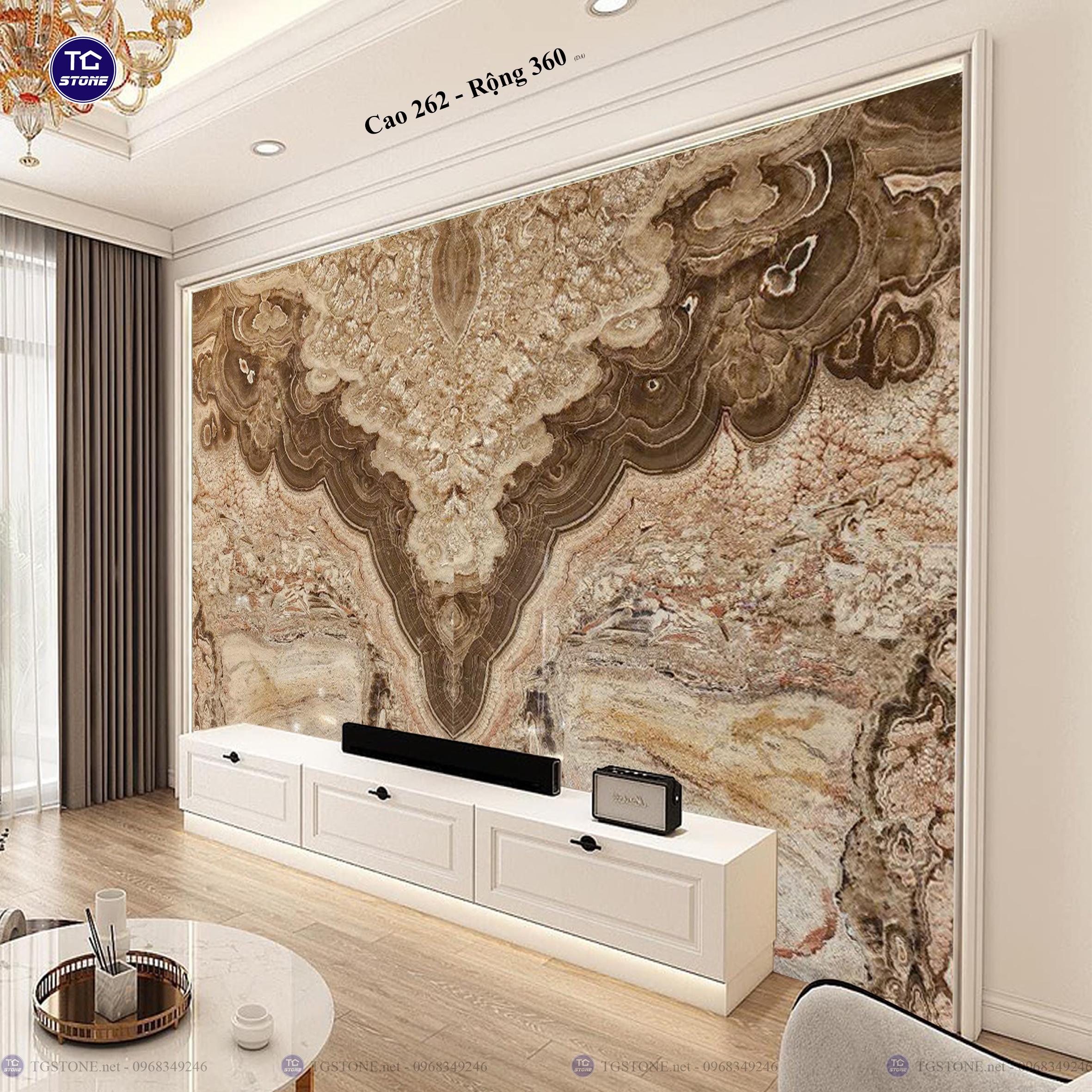 Tranh Đá Đối Xứng Tự Nhiên Xuyên Sáng Onyx 321