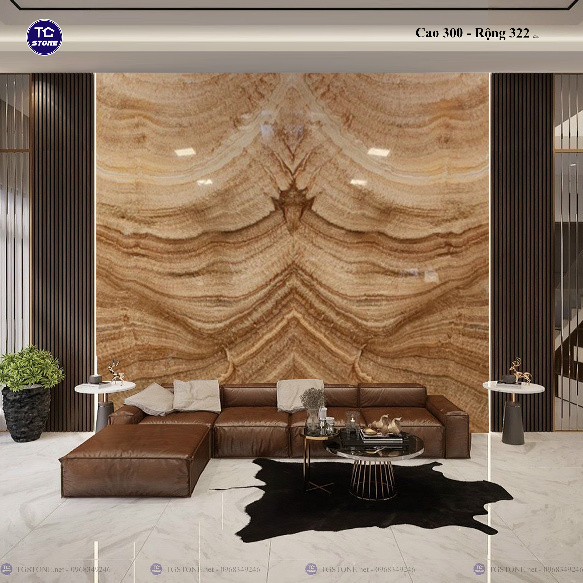 Tranh Đá Đối Xứng Tự Nhiên Xuyên Sáng Onyx 362