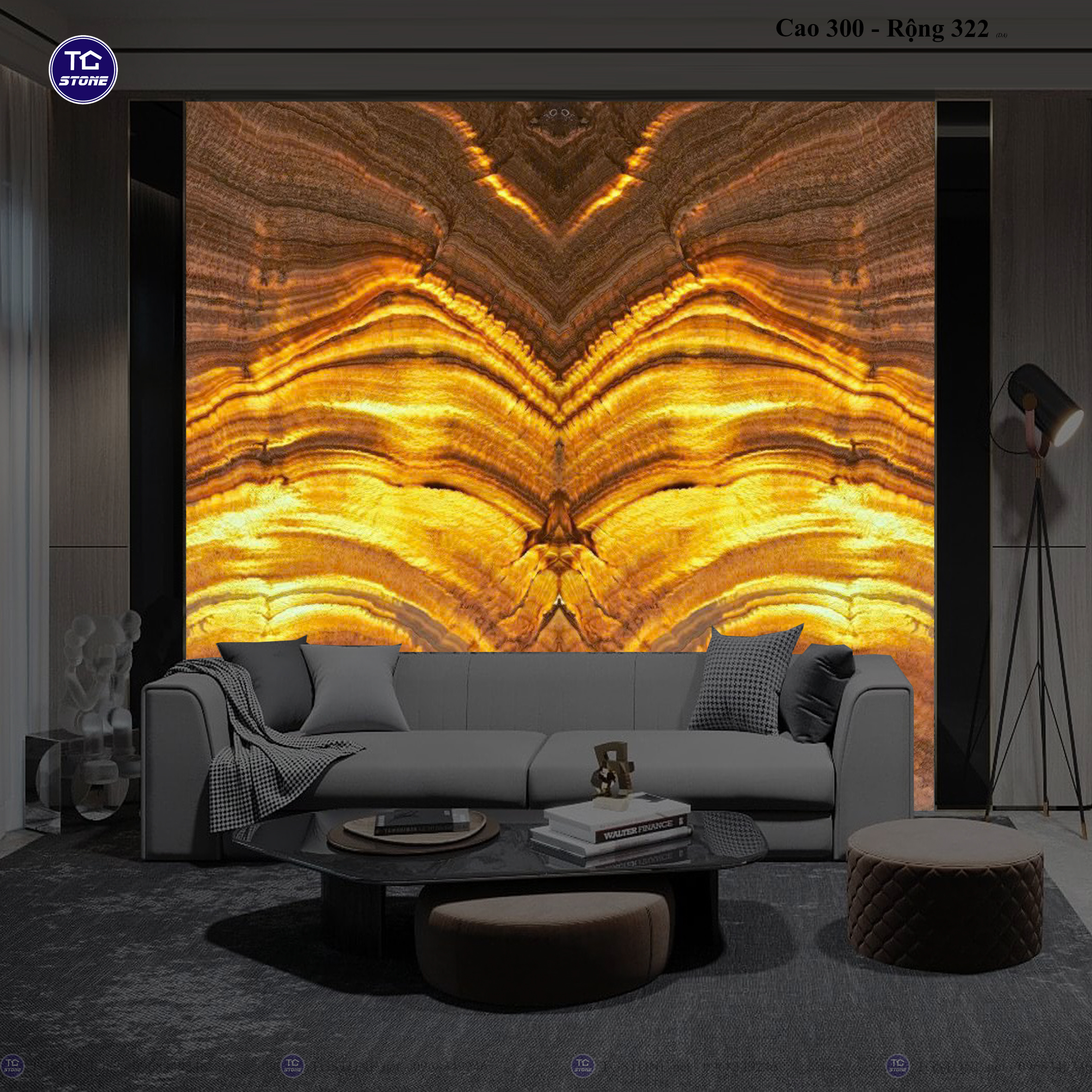 Tranh Đá Đối Xứng Tự Nhiên Xuyên Sáng Onyx 365