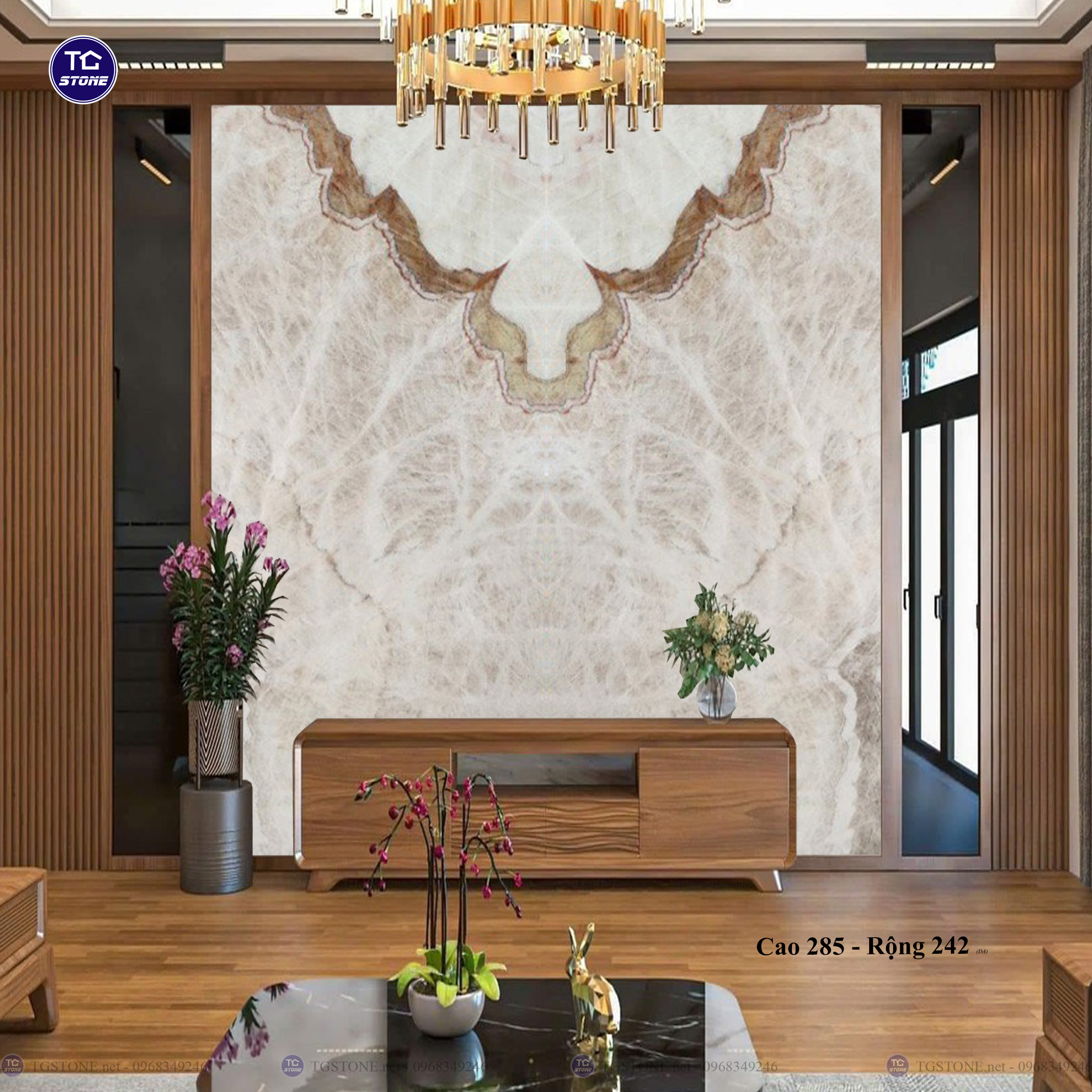 Tranh Đá Đối Xứng Tự Nhiên Xuyên Sáng Onyx 399