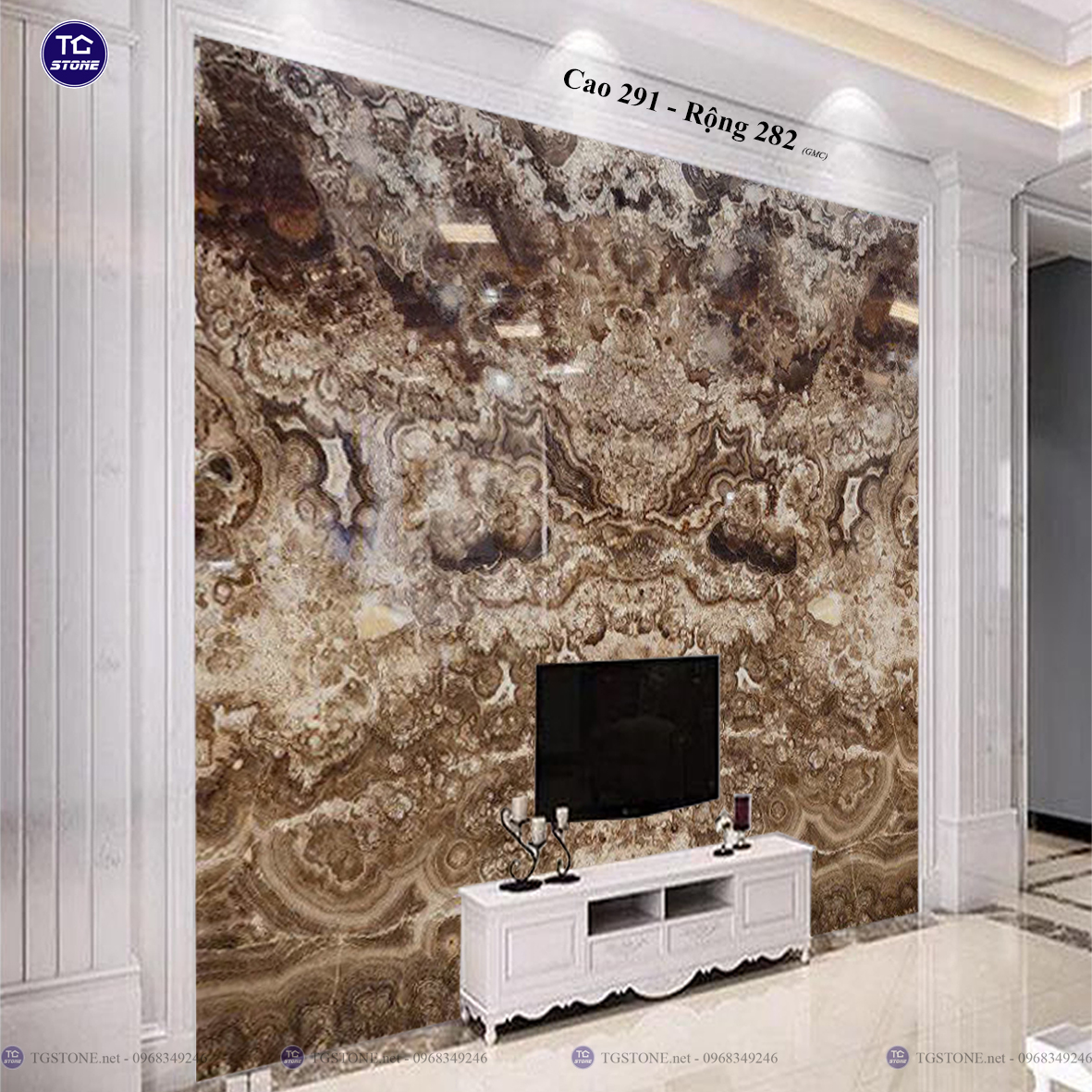 Tranh Đá Đối Xứng Tự Nhiên Xuyên Sáng Onyx 450