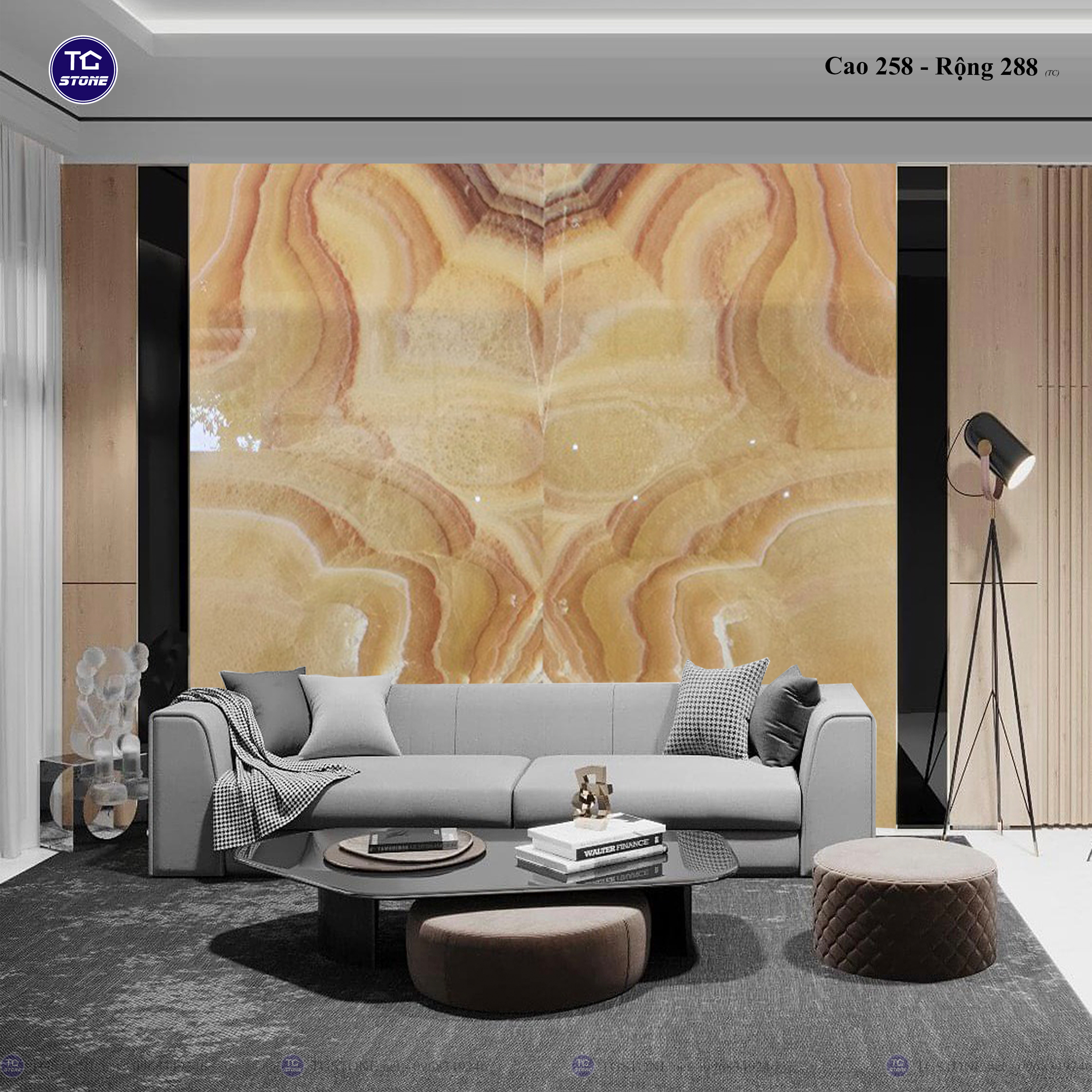 Tranh Đá Đối Xứng Tự Nhiên Xuyên Sáng Onyx 466