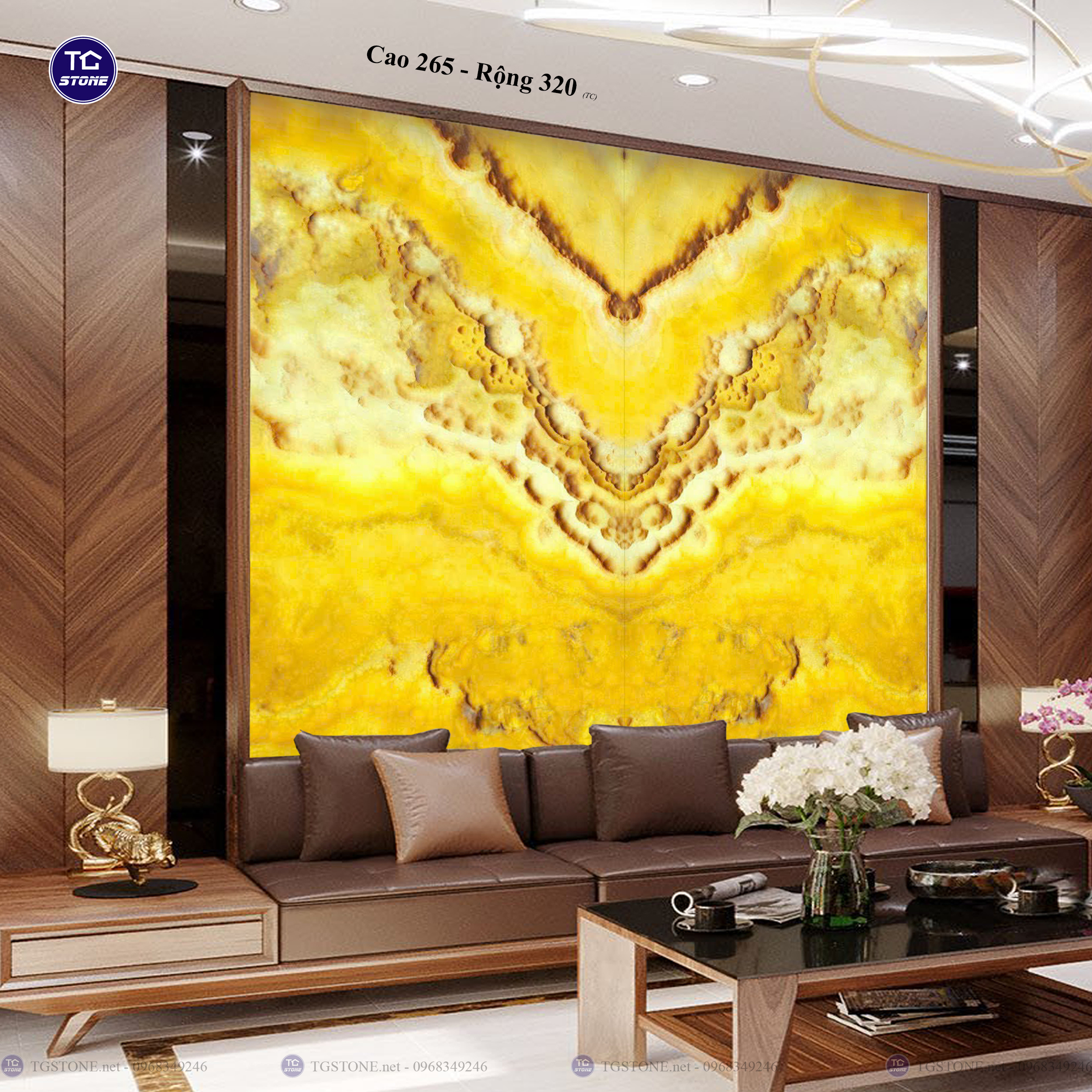 Tranh Đá Đối Xứng Tự Nhiên Xuyên Sáng Onyx 473