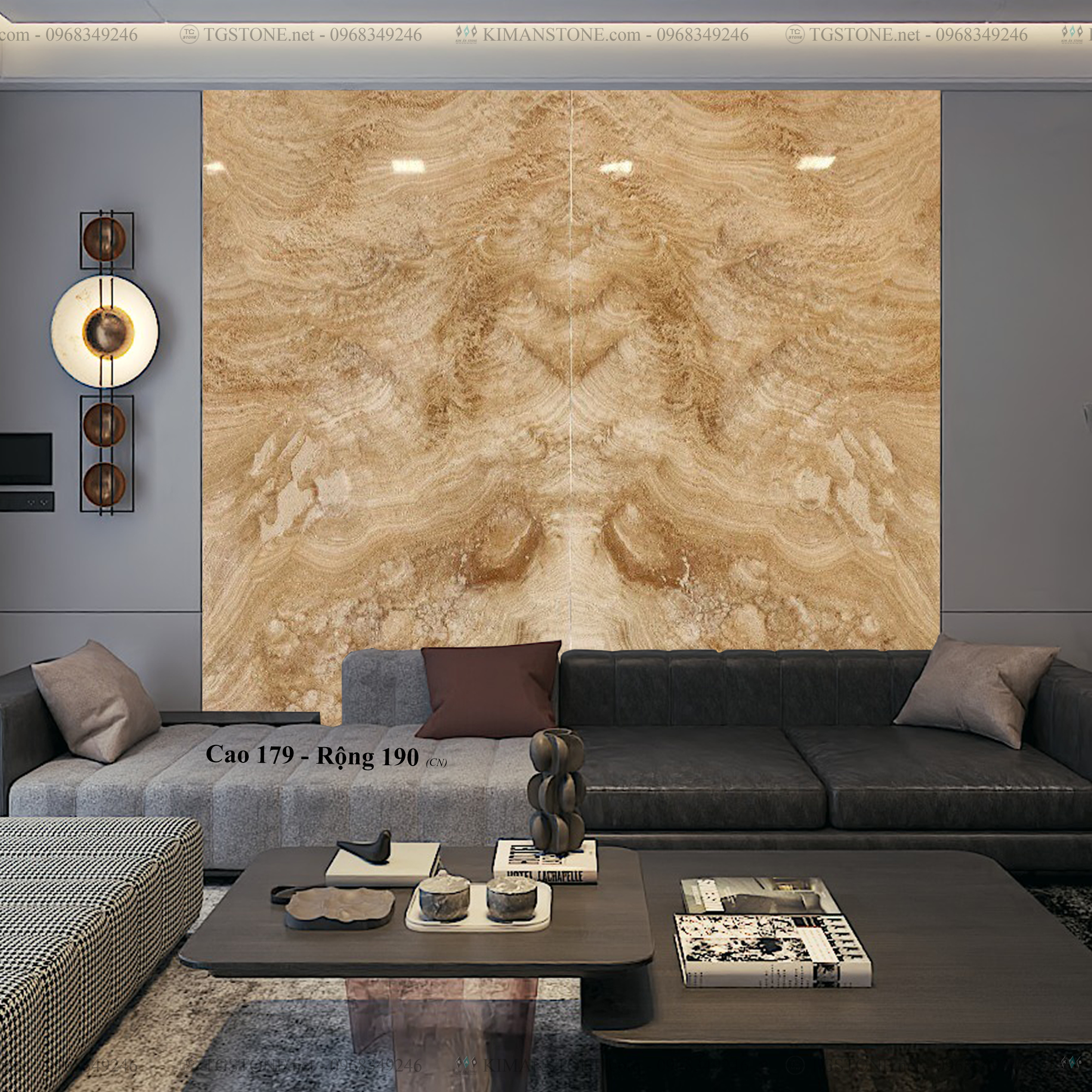 Tranh Đá Đối Xứng Tự Nhiên Xuyên Sáng Onyx 63